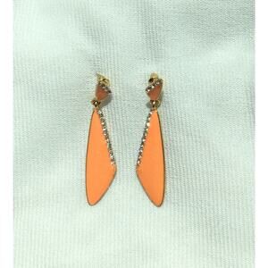 Vintage Orange enamel‎ and rhinestone pierced earrings